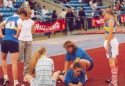 Track warm up, Wigan, 2001