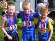 Under 13 Boys Liam Ellis, Gary Clark and Michael Panes took Merseyside gold at the road relays in Marbury Park