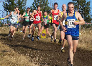 Steve Wilkinson leads a pack at the Northern XC in Consett