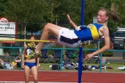 Charlotte Buckingham clears the bar in the high jump